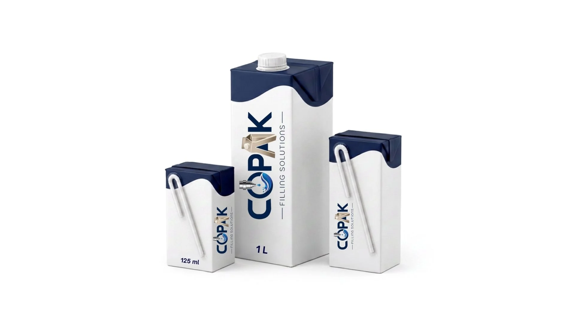 COPAK branded aseptic carton packaging in 125 ml and 1 L formats