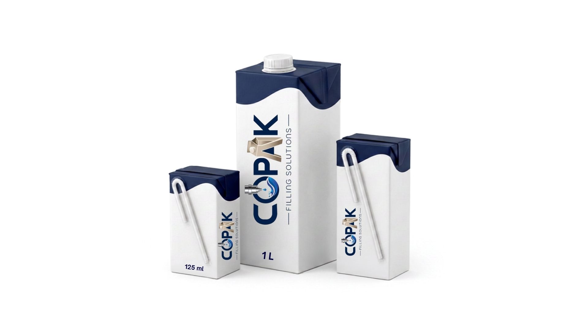COPAK branded aseptic carton packaging in 125 ml and 1 L formats